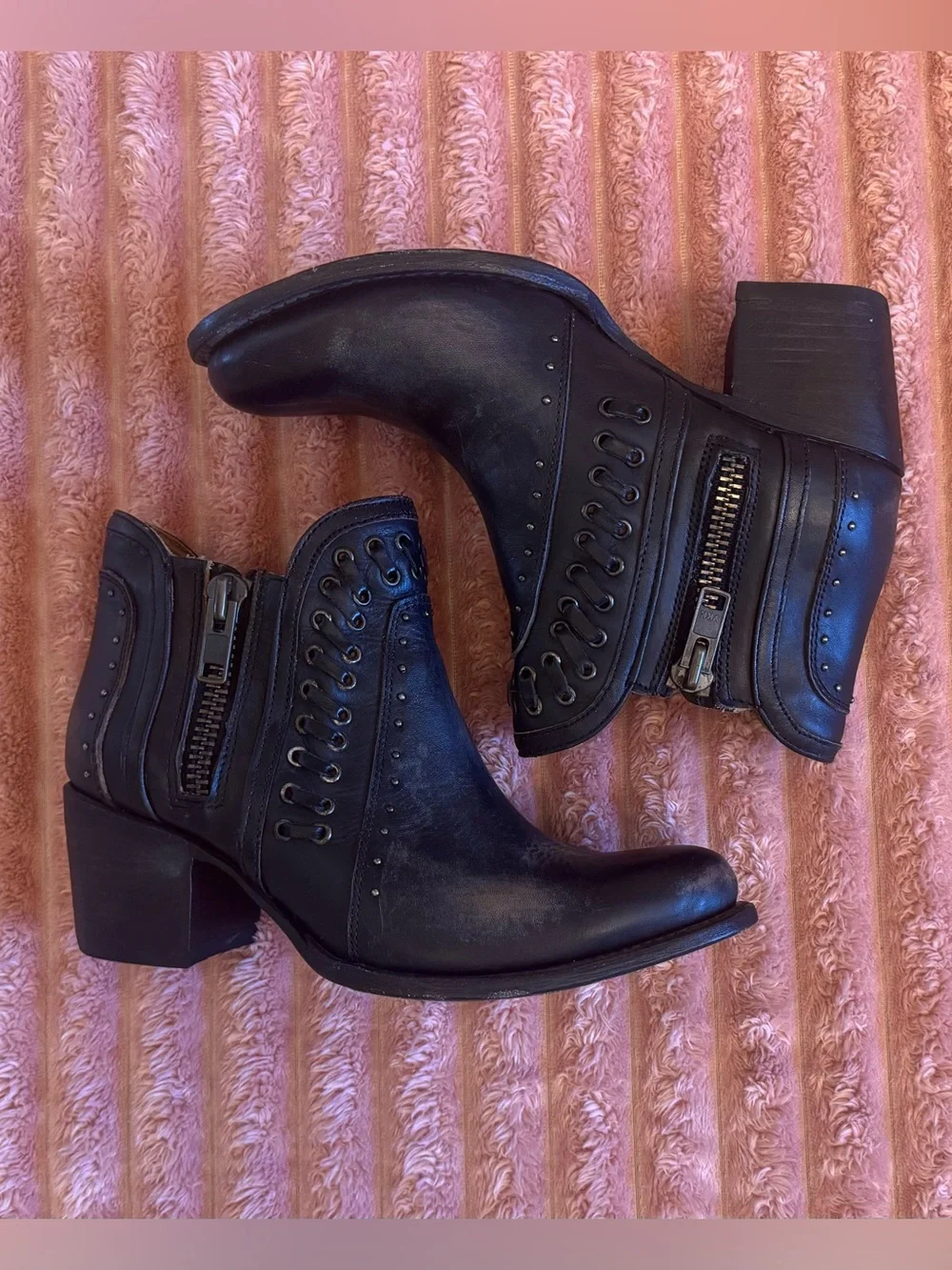 Ryder leather laced black ankle boots